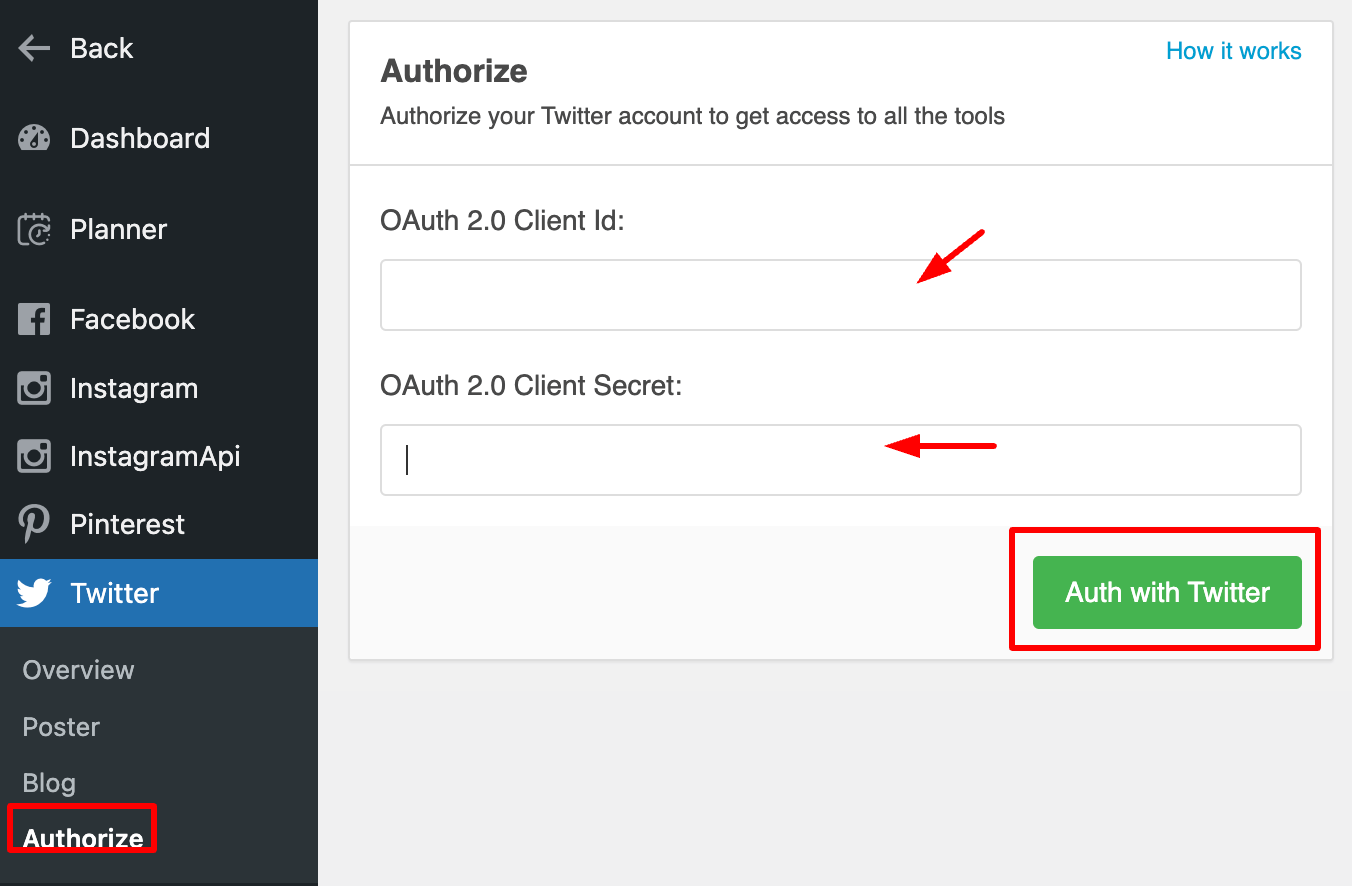 Twitter authorization For WordPress Social Rabbit Plugin