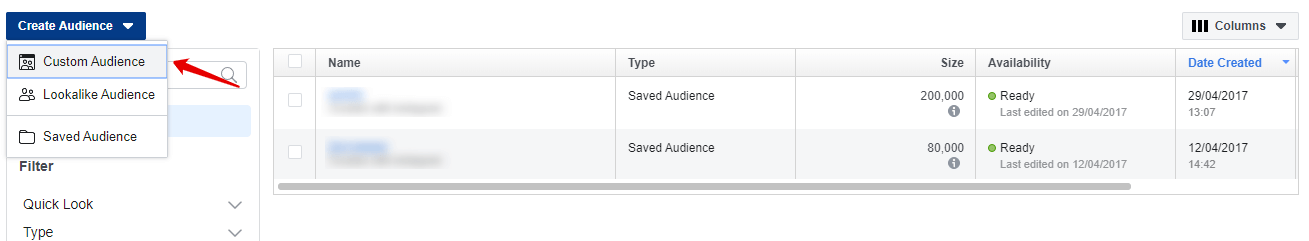 Select custom audience to set up it according to your preferences