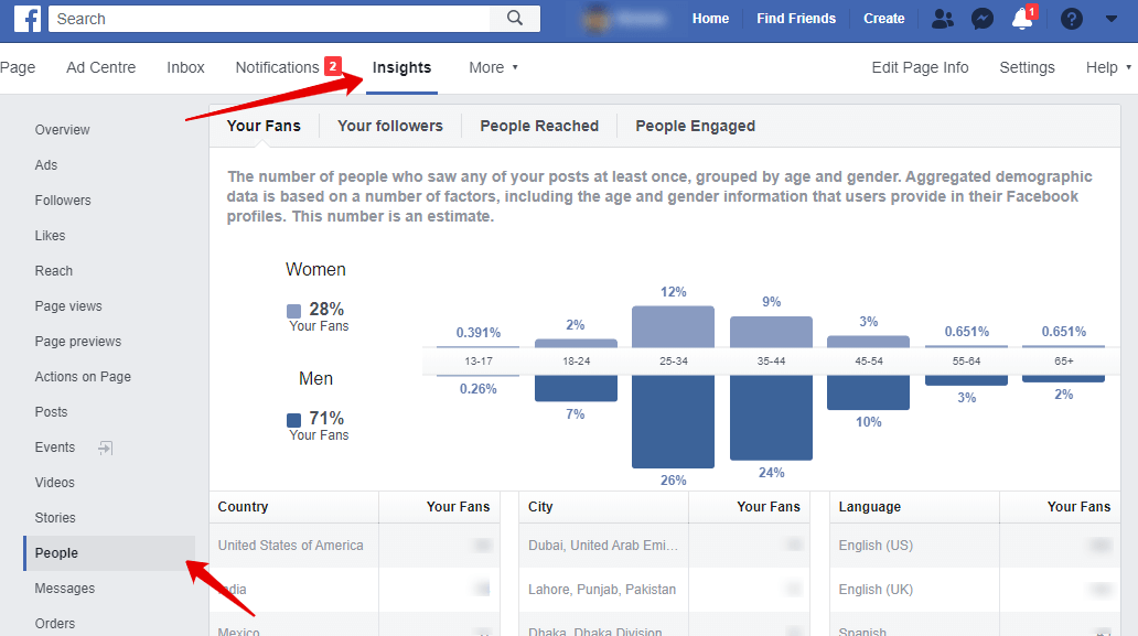 There you will find more about the people who like your page and can understand more about your audience