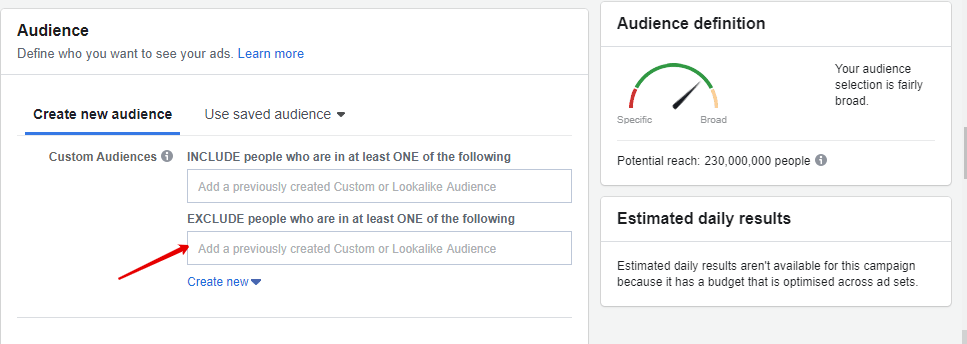 If you don't want some users to see your ads, you can set up this feature as well