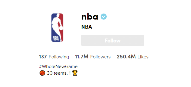 Many brands and companies use TikTok as part of their marketing communications. For example, the NBA.