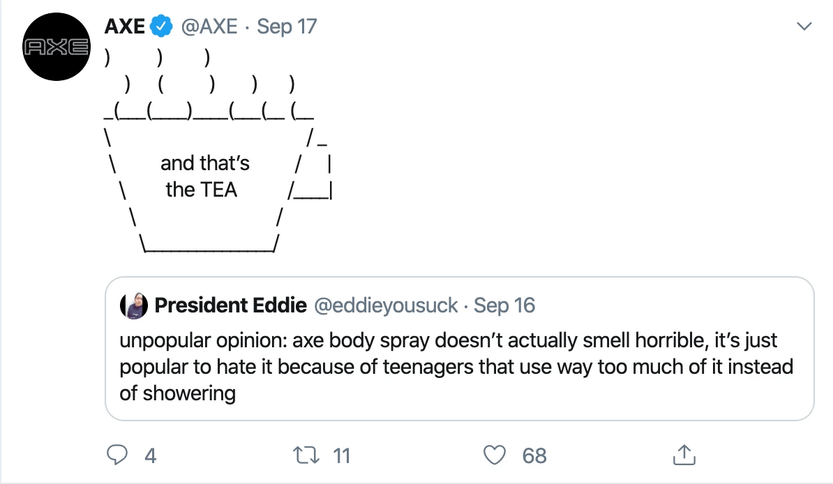 Use “The tea” as a synonym for gossip or the truth to boost brand engagement on Twitter