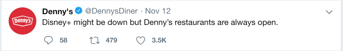 Denny’s likes to play on words and use current world events to its favor.